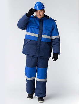 Костюм зимний мужской Профи-Норд (тк. Марк, 250) с п/к, цв. т-син.+серый от магазина Рабочий класс