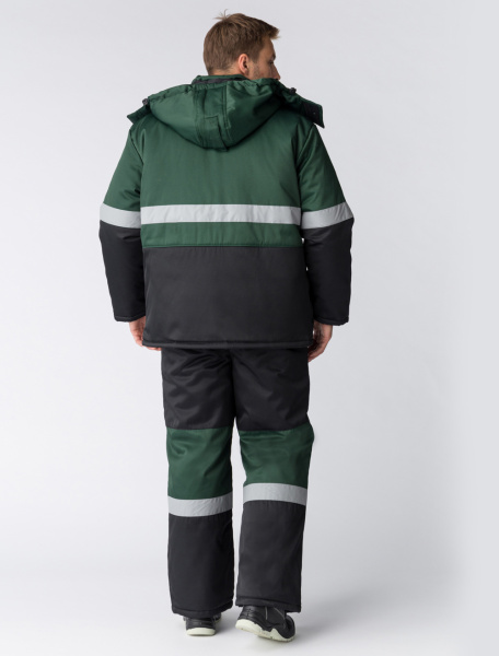 Костюм зимний мужской Профи-Норд (тк. Марк, 250) с п/к, цв. черный+зеленый от магазина Рабочий класс