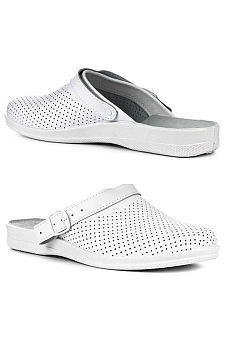 Сабо с верхом из кожи на подошве ПВХ цв. белый 52-01Ч от магазина Рабочий класс