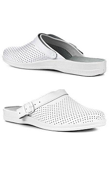 Сабо с верхом из кожи на подошве ПВХ цв. белый 52-01 от магазина Рабочий класс