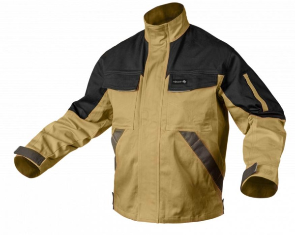 Качественно изготовленная рабочая куртка бежевого цвета. Высококачественные материалы обеспечивают высокий комфорт использования. Первый класс индивидуальной защиты. Брюки соответствуют стандарту, определяющему уровень эргономики, размерную маркировку и б