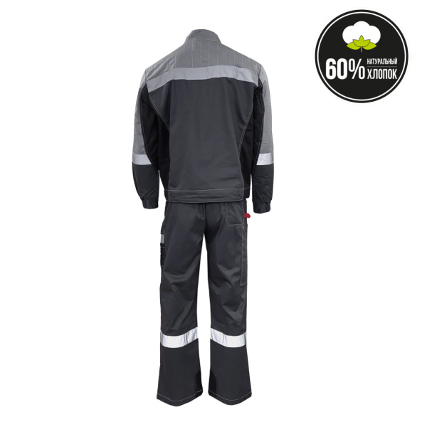Костюм летний ФОРМУЛА Коттон с п/к цв. т/серый, св./серый и чёрный, СОП от магазина Рабочий класс