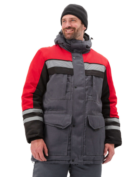 Костюм зимний "ЗИМНИК" куртка/брюки, цвет: т.серый/черный/красный от магазина Рабочий класс