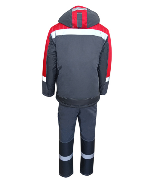 Костюм зимний мужской ЮКОН-Мембрана, ЮП-2, с п/к, цв. т-серый, чёрный, красный от магазина Рабочий класс