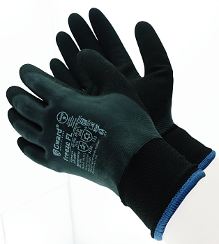 Перчатки утепленные двухслойные со вспененным латексным покрытием GWARD FREEZE FL цв. черный 6001 от магазина Рабочий класс