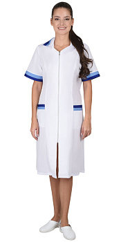 Халат СИРИУС-МИЛА женский белый с голубым и васильковым от магазина Рабочий класс