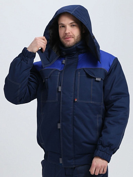 Куртка зимняя укороченная Фаворит (тк.Смесовая,240), т.синий/васильковый/серый от магазина Рабочий класс