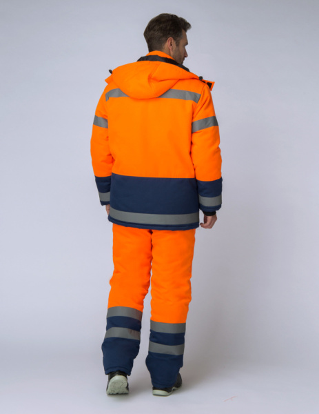 Костюм зимний Дорожник (Смесовая, 210) брюки, оранжевый/темно-синий от магазина Рабочий класс
