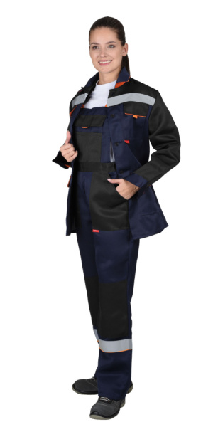 Костюм "СИРИУС-Ударница" женский:куртка,п/к.т.синий с черным с оранж. отд., СОП50мм от магазина Рабочий класс
