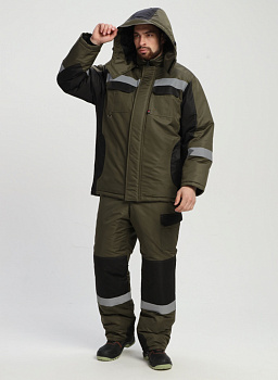 Костюм зимний Вектрон-2 СОП (тк.Таслан,135) п/к, хаки/черный от магазина Рабочий класс