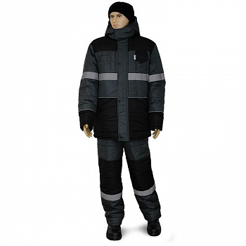 Костюм зимний «НордМен» цв. СЕРЫЙ+ЧЕРНЫЙ 4, особ-й. кл. пояс от магазина Рабочий класс