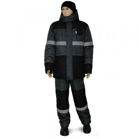 Костюм зимний «НордМен» цв. СЕРЫЙ+ЧЕРНЫЙ 4, особ-й. кл. пояс от магазина Рабочий класс