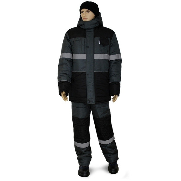 Костюм зимний «НордМен» цв. СЕРЫЙ+ЧЕРНЫЙ 4, особ-й. кл. пояс от магазина Рабочий класс