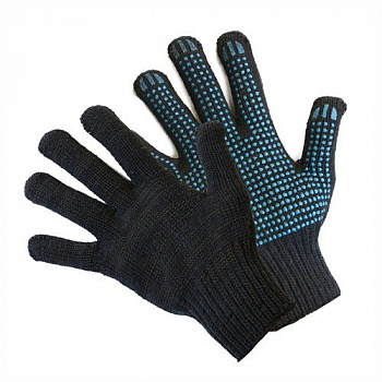 Перчатки трикотажные с ПВХ в 7 нитей Черные от магазина Рабочий класс