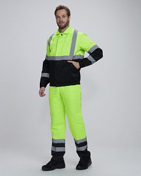 Костюм Дорожник с укороченной курткой (тк.Смесовая,210) п/к, лимонный/черный от магазина Рабочий класс