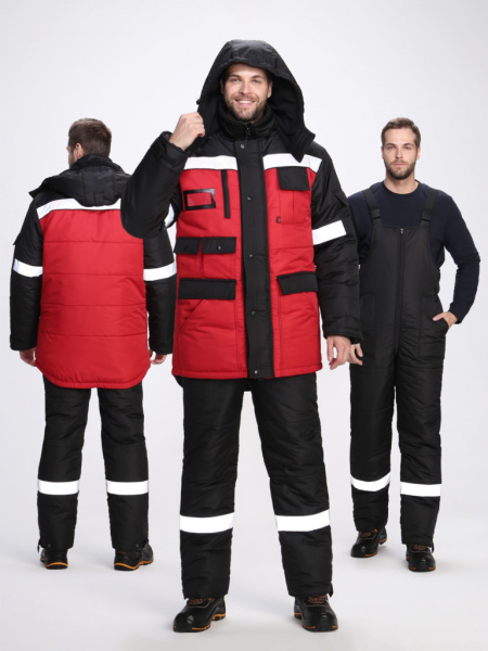 Костюм зимний Беркут СОП CH (тк.Таслан) п/к, черный/красный от магазина Рабочий класс