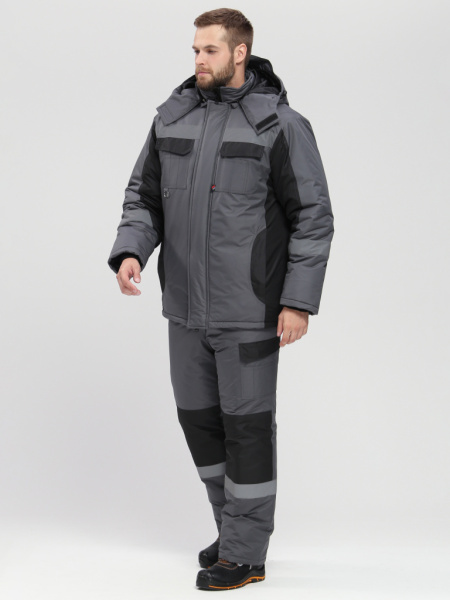 Костюм зимний Фаворит-Мега (тк.Таслан) п/к, т.серый/черный от магазина Рабочий класс