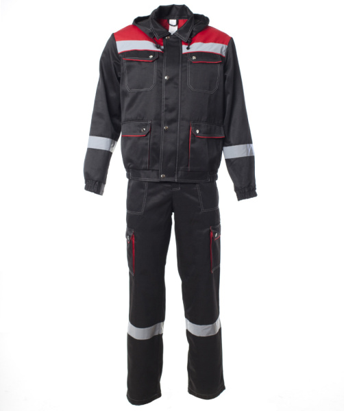 Костюм летний Антей с СОП, куртка+п/к, цв. черный+красный от магазина Рабочий класс