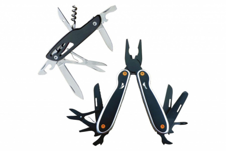 Мультитул ПРАКТИКА набор 2 шт, плоскогубцы 10 в1  + нож 8 в 1 складной, черные, в дисплее по 6 шт от магазина Рабочий класс