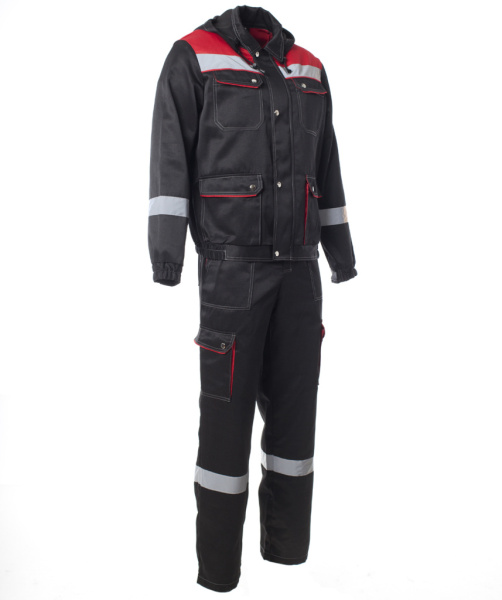 Костюм летний Антей с СОП, куртка+п/к, цв. черный+красный от магазина Рабочий класс