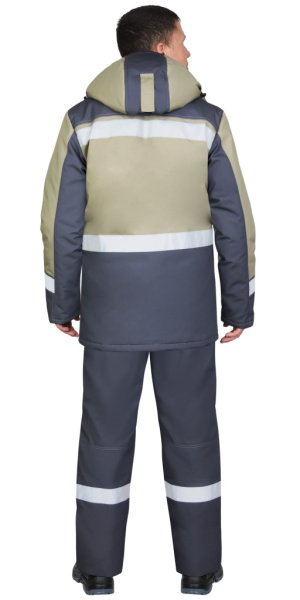 Костюм СИРИУС-ПАРИТЕТ зимний, куртка дл., брюк, цв. т. серый со св. оливковым от магазина Рабочий класс