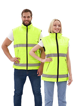 Жилет утепленный "ФАВОРИТ" цвет: лимонный с СОП, ткань: Оксфорд от магазина Рабочий класс