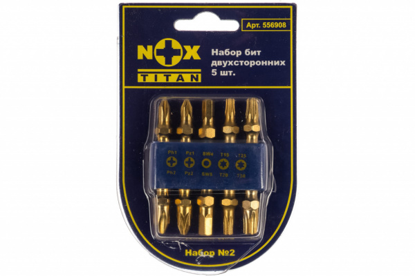 Набор бит NOX Titan двухстор. (Ph1-2, Pz1-2, T15-20, T25-30, SW4-5) 5 шт. от магазина Рабочий класс