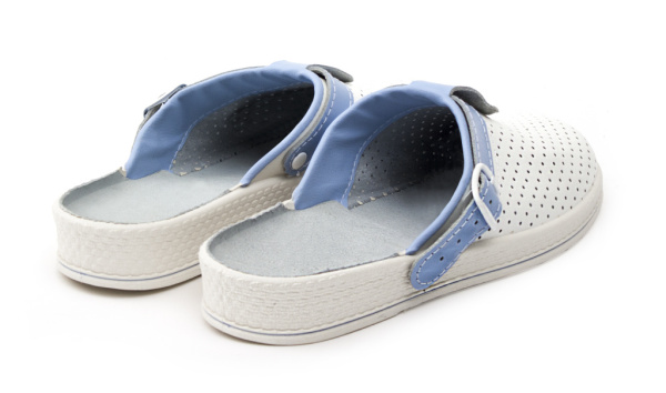 Сабо женские нат.кожа Комфорт ПВХ, белый/голубой от магазина Рабочий класс