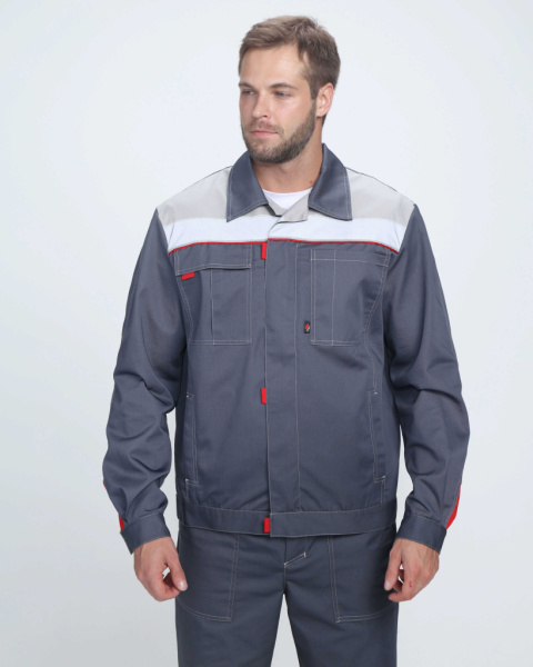 Костюм Фаворит-1 Премиум СОП IMP (тк.Смесовая,240) брюки, т.серый/серый/красный от магазина Рабочий класс