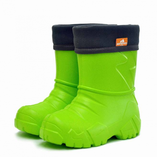 Сапоги малодетские из ЭВА Nordman Kids утепленные с манжетой из вельвета цв. ЛАЙМ от магазина Рабочий класс