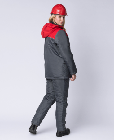 Фото Куртка зимняя женская Снежана (тк. Дюспо) цв. т.серый+красный от магазина Рабочий класс Куртка зимняя женская Снежана (тк. Дюспо) цв. т.серый+красный от магазина Рабочий класс