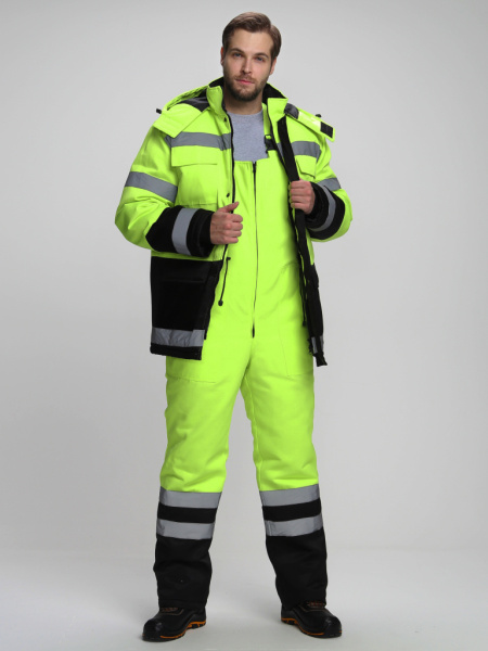 Костюм зимний Дорожник-Ультра (тк.Смесовая,210) п/к, лимонный/черный от магазина Рабочий класс