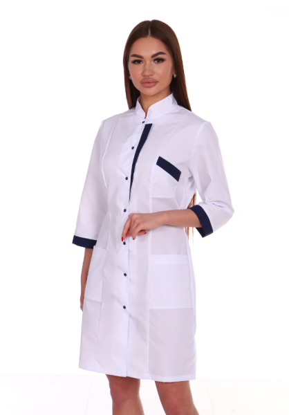 Халат медицинский 426, цв. белый/темно-синий от магазина Рабочий класс