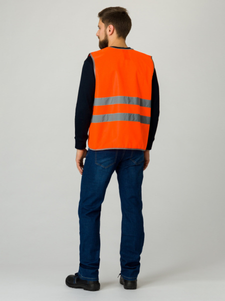 Жилет сигнальный ТИП 1, трик. полотно, застежка пуговицы цв. Оранжевый от магазина Рабочий класс