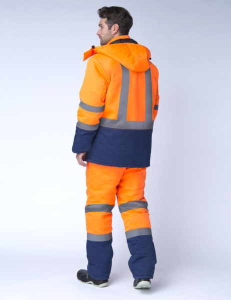Костюм зимний Дорожник-Сигнал (тк.Смесовая,210) п/к, оранжевый/т.синий от магазина Рабочий класс