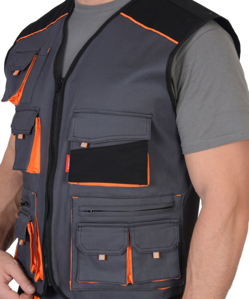 Жилет "МАНХЕТТЕН"  темно-серый с оранжевым от магазина Рабочий класс