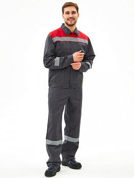 Костюм Липецк-2 СОП CH (тк.Смесовая,280) п/к, т.серый/красный от магазина Рабочий класс