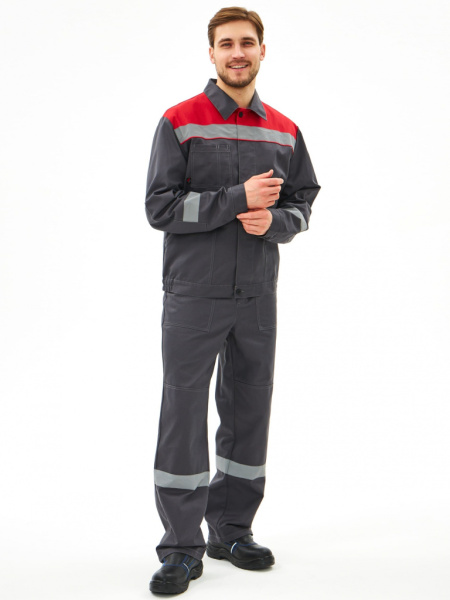 Костюм Липецк-2 СОП CH (тк.Смесовая,280) п/к, т.серый/красный от магазина Рабочий класс