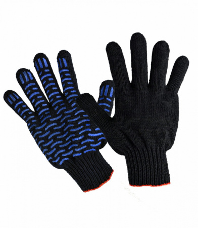 Перчатки трикотажные с ПВХ черные "ВОЛНА" от магазина Рабочий класс