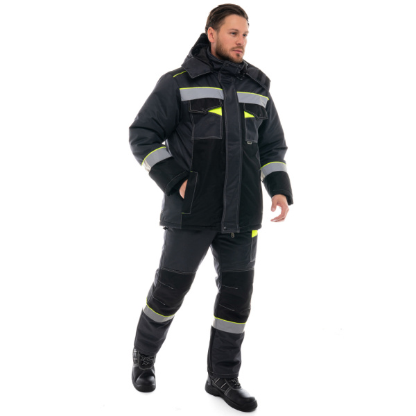 Костюм зимний мужской Орегон - Мембрана, ЮП-2, с п/к, цв. т-серый, чёрный, лимон от магазина Рабочий класс