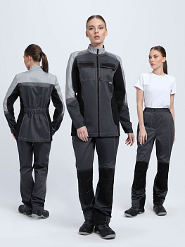 Костюм женский Вектрон-1 (тк.Смесовая,240) брюки, т.серый/св.серый/черный от магазина Рабочий класс
