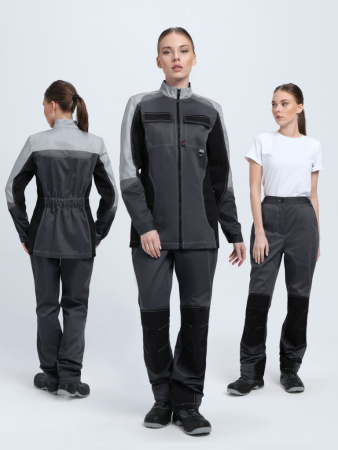 Костюм женский Вектрон-1 (тк.Смесовая,240) брюки, т.серый/св.серый/черный от магазина Рабочий класс