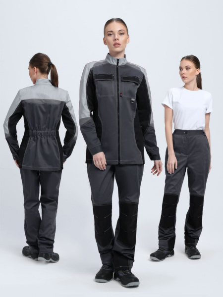 Костюм женский Вектрон-1 (тк.Смесовая,240) брюки, т.серый/св.серый/черный от магазина Рабочий класс
