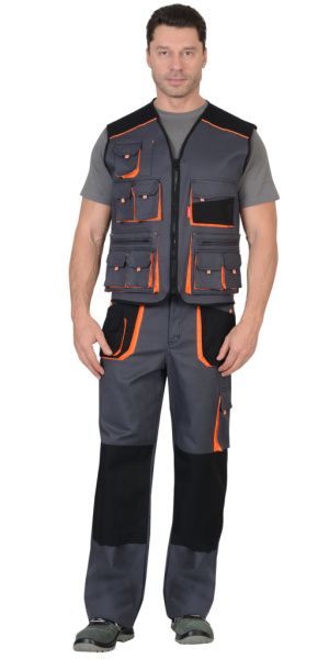 Жилет "МАНХЕТТЕН"  темно-серый с оранжевым от магазина Рабочий класс