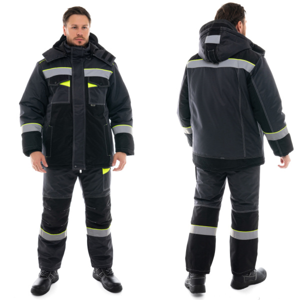 Костюм зимний мужской Орегон - Мембрана, ЮП-2, с п/к, цв. т-серый, чёрный, лимон от магазина Рабочий класс