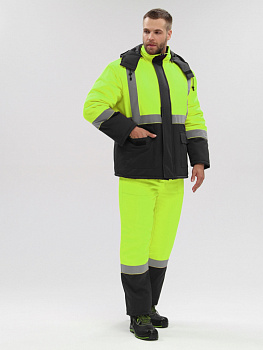 Костюм зимний Дорожник-Сигнал (тк.Смесовая,210) п/к, лимонный/черный от магазина Рабочий класс