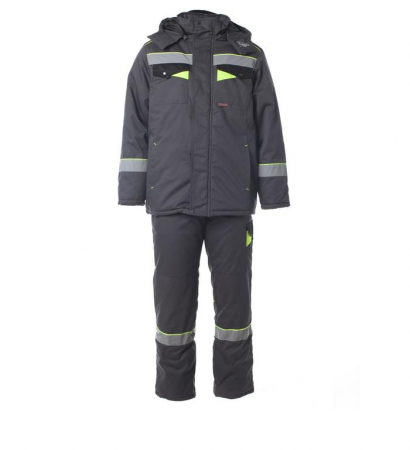 Костюм зимний КОРВЕТ с СОП, куртка+брюки цв. серый/черн./лимон от магазина Рабочий класс