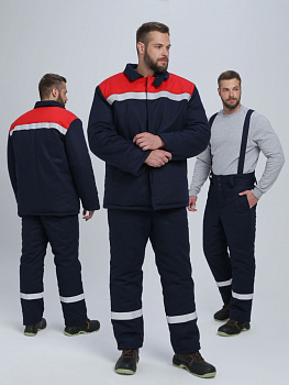 Костюм сварщика зимний Велд-СОП 1 кл.защиты (тк.Хлопок ОП,350) брюки, т.синий/красный от магазина Рабочий класс