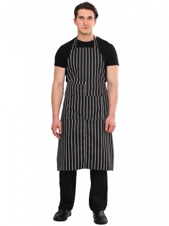 Фартук с грудкой ПОЛОСКА (тк. Форвард) черный/белый от магазина Рабочий класс