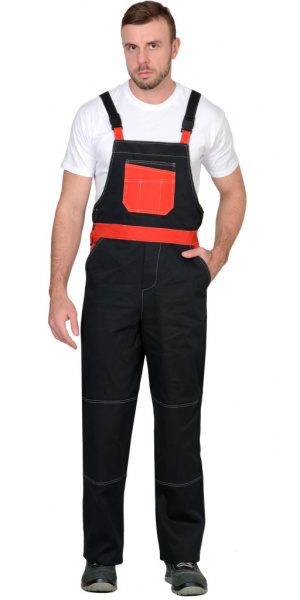 ГРАНД, полукомбинезон черный с красным 100% хлопок от магазина Рабочий класс